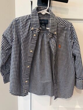 Ralph Lauren Navy & White Gingham Button-Down Shirt - Kids